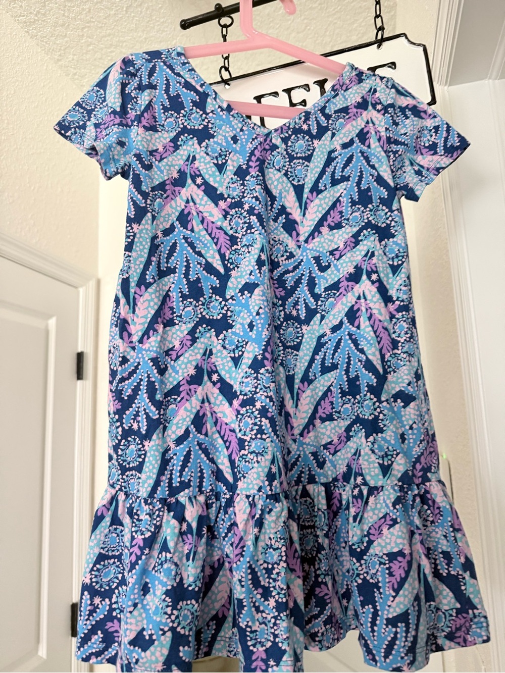 Lilly Pulitzer Navy, Light Blue & Pink Floral Swing Dress